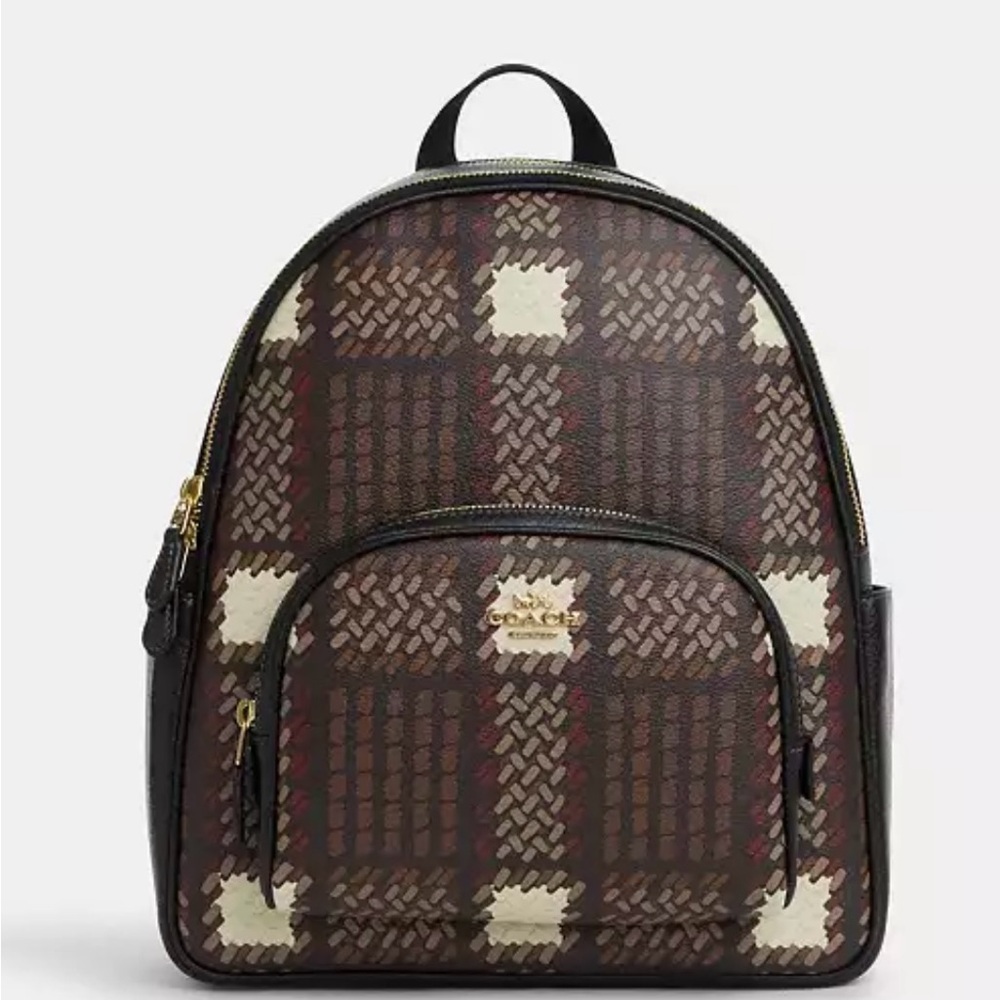 Coach Brown and Black Backpack with Plaid Design includes matching wallets - Picture 1 of 6